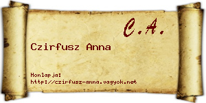 Czirfusz Anna névjegykártya